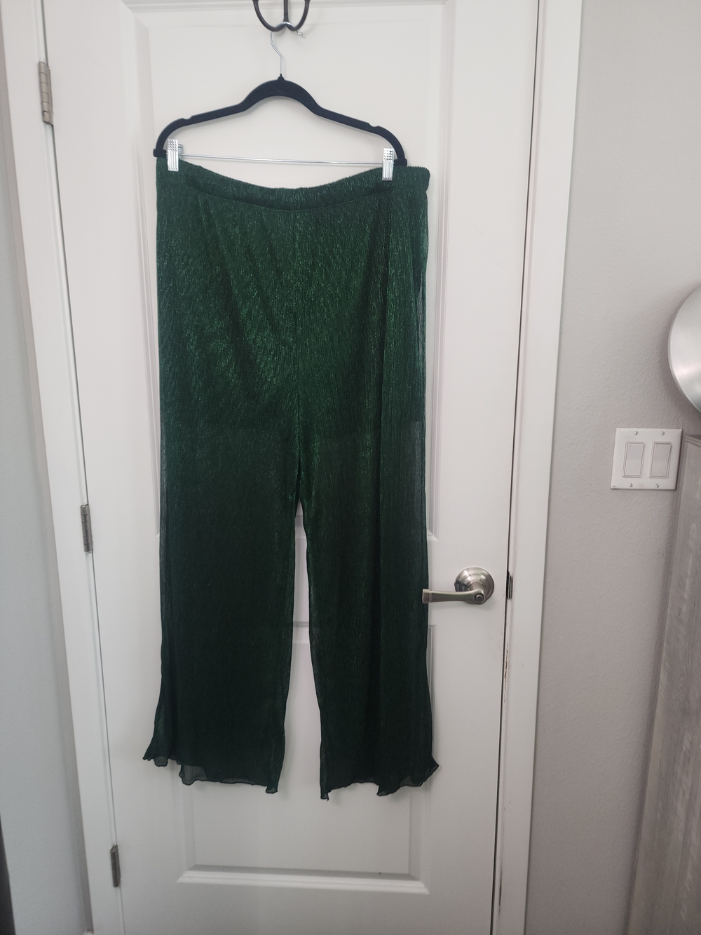 5/$30  Almost Famous Emerald Green Pleated Sheer Wide-Leg Pants